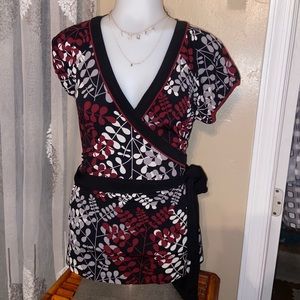 Merona wrap leaf multicolored blouse-size M